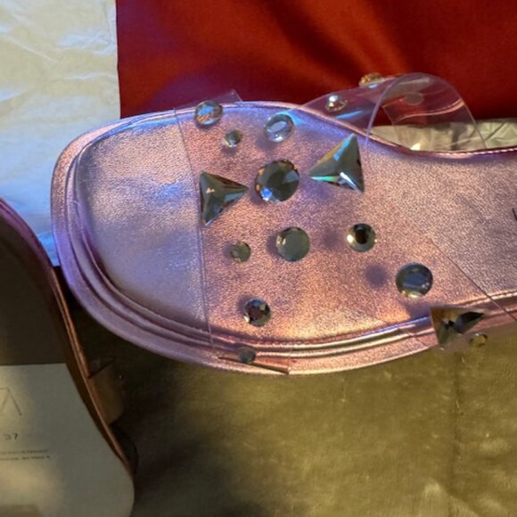 Tamara Mellon Leather Metallic Pink Slides 7M - Picture 4 of 6